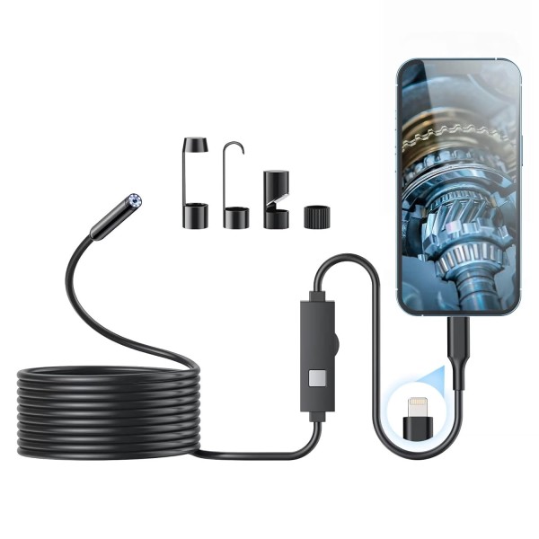 Endoscope Camera with Light, 1920P HD Borescope with 8 Adjustable LED Lights