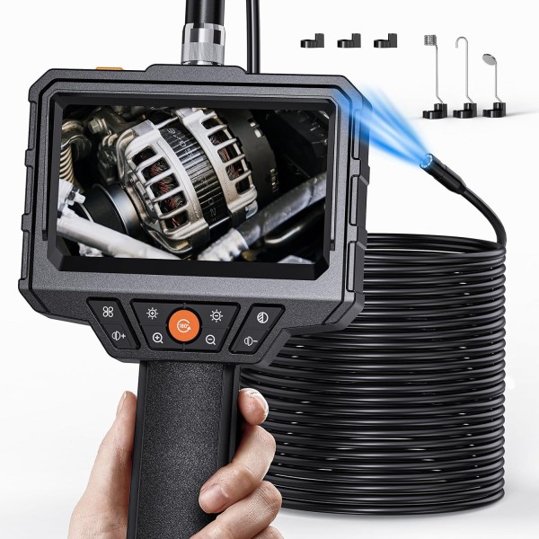 Endoscope Camera with Light and 50ft Semi-Rigid Cable