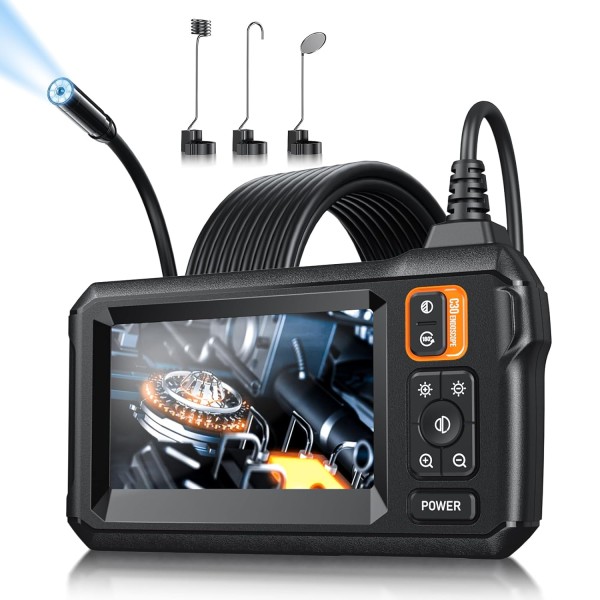 Endoscope Camera with Light - Inspection Borescope Camera with 4.3" IPS Screen