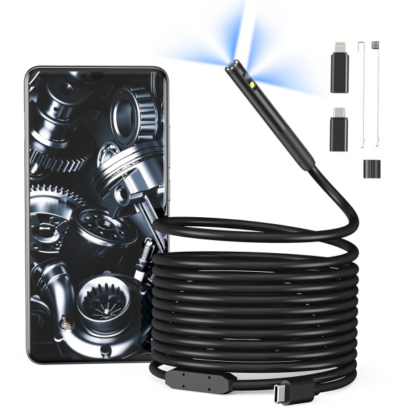 Endoscope Camera with Light,1920 HD WiFi Borescope with Dual Lens