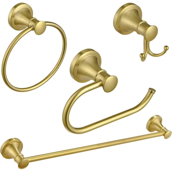 Gold 4 Piece Bathroom Accessories Set