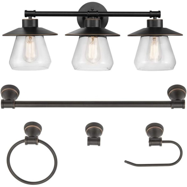 Globe Electric 51496 Nate 5-Piece All-in-One Bathroom Set, Oil Rubbed Bronze