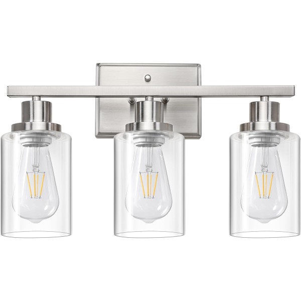 3 Light Wall Sconces Lighting with Clear Glass Shade
