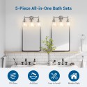 Bathroom Light Fixtures, 5-Piece All-in-One Bathroom Light Set