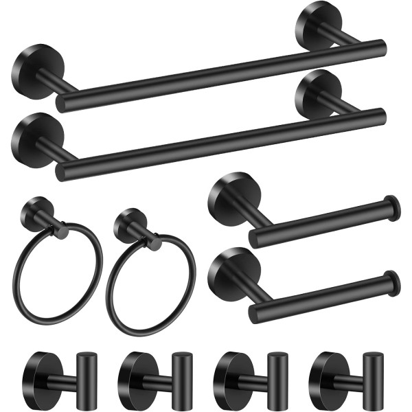 Bathroom Hardware Set 10 Pieces, SUS 304 Stainless Steel Towel Bar Set Includes 2 Packs 16 inch Bar