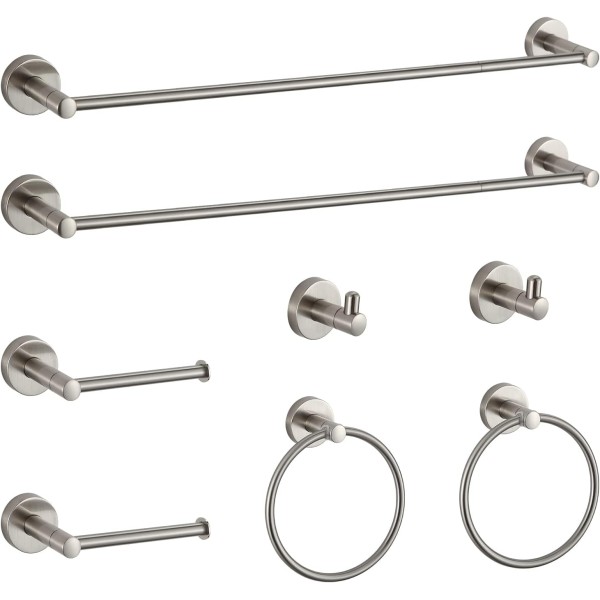 Bathroom Hardware Set Brushed Nickel Bathroom Accessory Set Towel Bar 8 Pieces