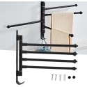 Bath Towel Bar, Black Towel Racks Hand Towel Holder with 180 Degree Rotating Arm for Bathroom Wall Mounted(4 Rails)