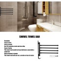 Bath Towel Bar, Black Towel Racks Hand Towel Holder with 180 Degree Rotating Arm for Bathroom Wall Mounted(4 Rails)