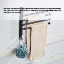 Bath Towel Bar, Black Towel Racks Hand Towel Holder with 180 Degree Rotating Arm for Bathroom Wall Mounted(4 Rails)