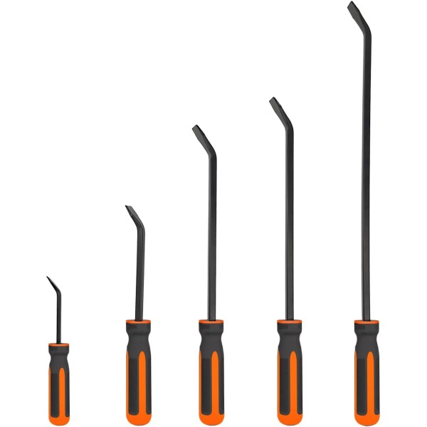 Pry Bar Set of 5 PCS, Heavy Duty Pry Bar, Mechanic Hand Tools, Crowbar with Thicker Strike Cap Handle