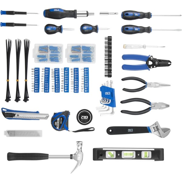 317-Piece Household Tool Kit - Multi-Purpose DIY Hand Tool Set for General Home/Auto Repair with Hammer, Pliers, Screwdrivers, Bits and Plastic Storage Box