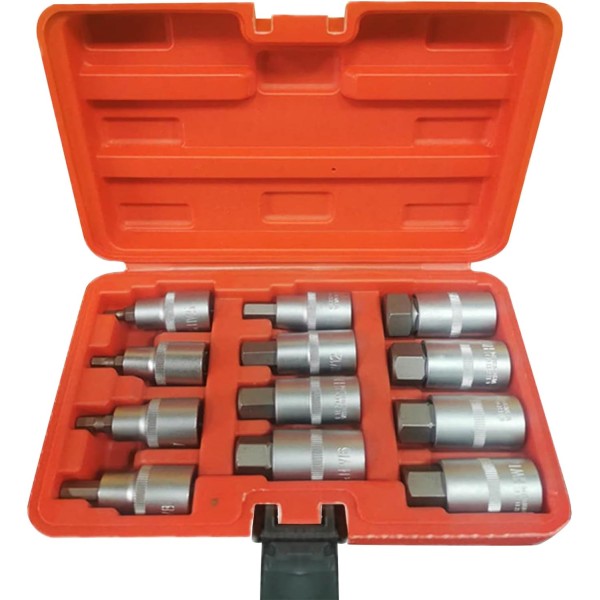 Hexagonal Socket Set, 12pcs Torque Bit Set with Storage Case, Anti-Rust Torx Socket Set, Metric Wrenches Socket Sockets, Wear-Resistant Torx Bit Socket Set