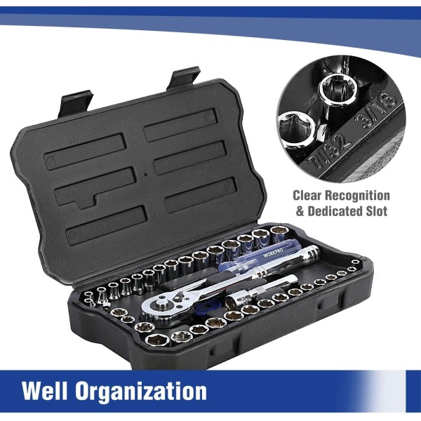 39-Piece Drive Socket Set 1/4''3/8'', CR-V Metric and Imperial Sockets with Quick-Release Ratchet Wrench, Compact Sockets Set for Car Repair
