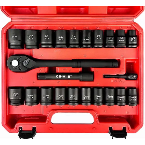 Autocle Mechanics Tool Set 24pcs Socket Kit 1/2'