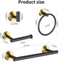 Bathroom Hardware Set Black and Gold, Bathroom Towel Hanger Set 10PCS Stainless Steel Towel Bar Set