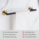 Bathroom Hardware Set Black and Gold, Bathroom Towel Hanger Set 10PCS Stainless Steel Towel Bar Set