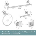 9 Pieces Bathroom Hardware Set, 304 Stainless Steel Bathroom Hardware Set, Bath Towel Bar Set, Towel Racks for Bathroom Wall Mounted.