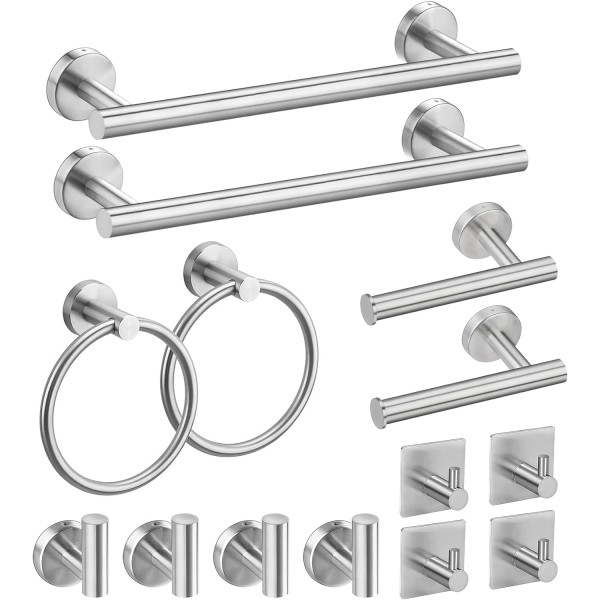 14 Pieces Bathroom Hardware Set, 304 Stainless Steel Bathroom Hardware Set, Bath Towel Bar Set, Towel Racks for Bathroom Wall Mounted.
