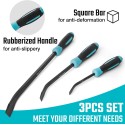 3-Piece Pry Bar Set, Including 8", 12" and 18", Hammer Strike Cap, Angled Tip for Prying and Moving Objects